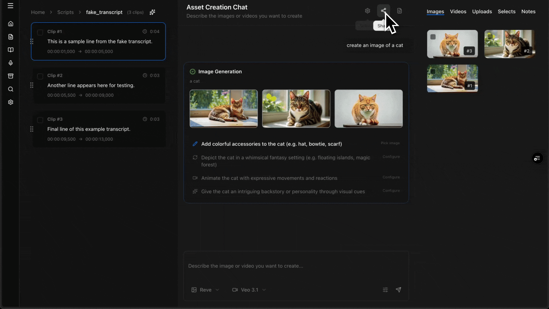 Share with clients and export